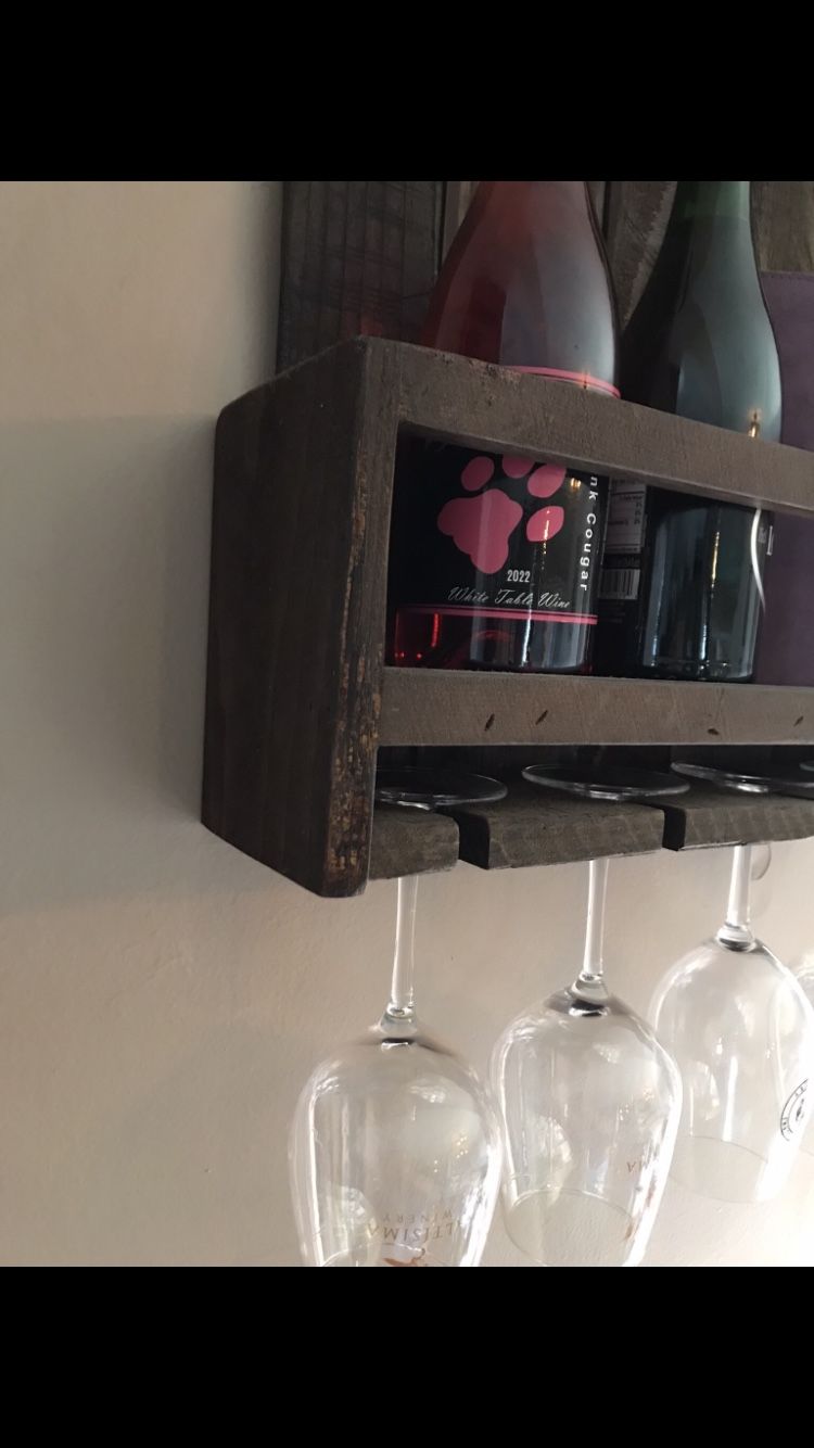 Wine Glass & Bottle Display, Wooden