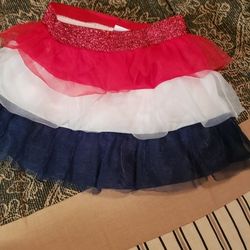 Fourth Of July Tulle Skirt with Attached Shorts