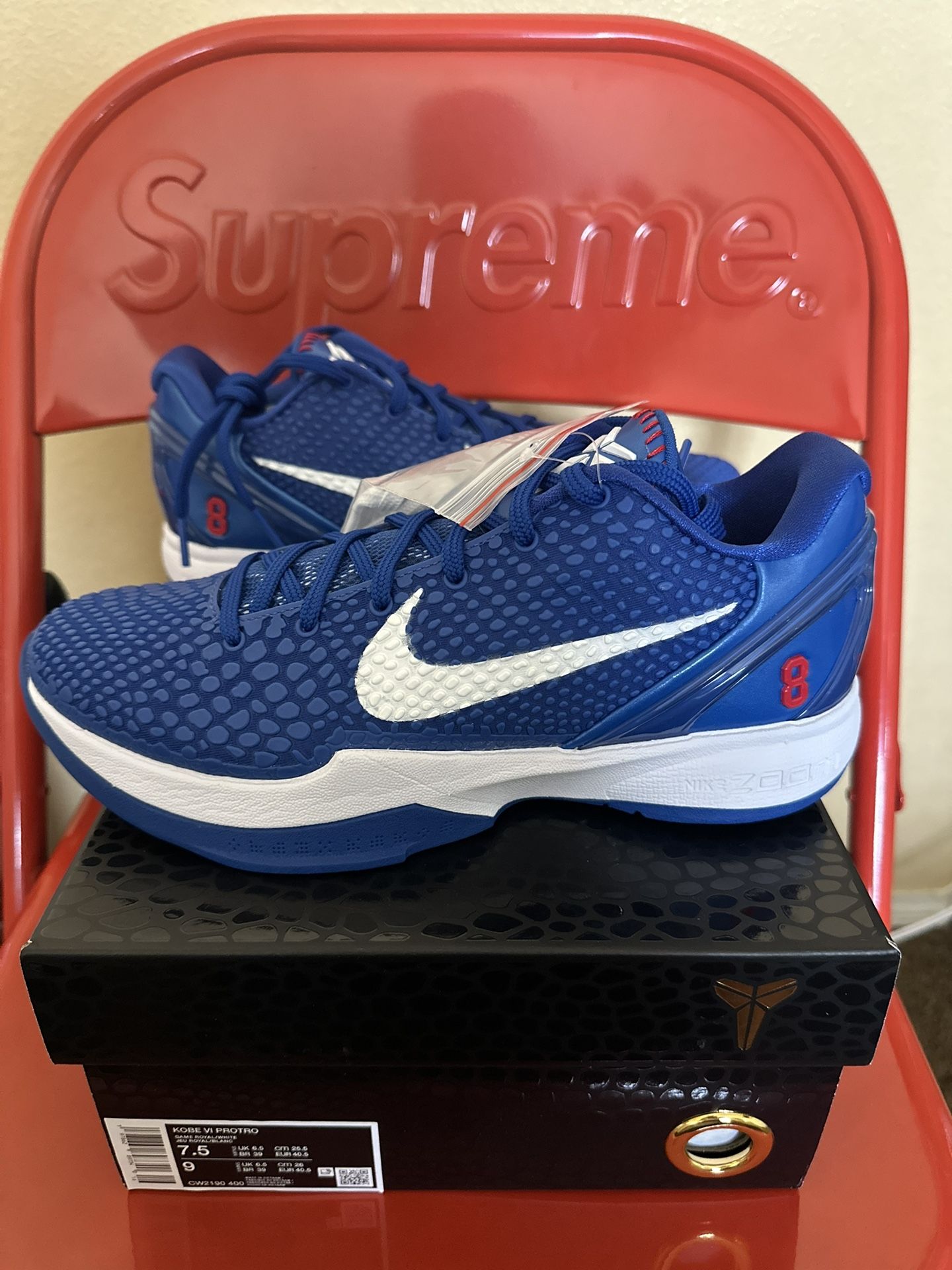 Kobe 6 Protro Dodgers Blue size 7.5 Mens
