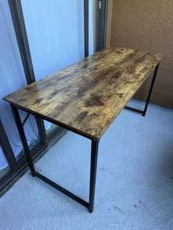 Computer Desk – Wood Top Industrial Desk w/ Metal Frame