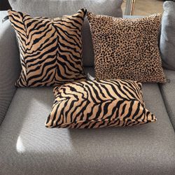3 Animal Print Sofa Pillows