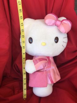 Large 15” Vintage Hello Kitty plush plushie doll , she’s holding a purse and has a pink dress and matching bow in hair. Toy sale! Sanrio