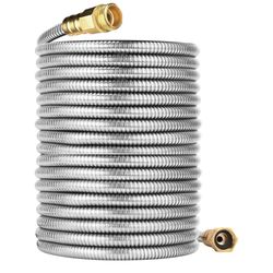 Stainless Steel Garden Hose: 150FT 3/4" Male to Female Brass Fittings - Extra Long Metal Water Hose for Large Yard Farm Garden