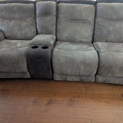 2 Modular leather reclining couches and  chair.
