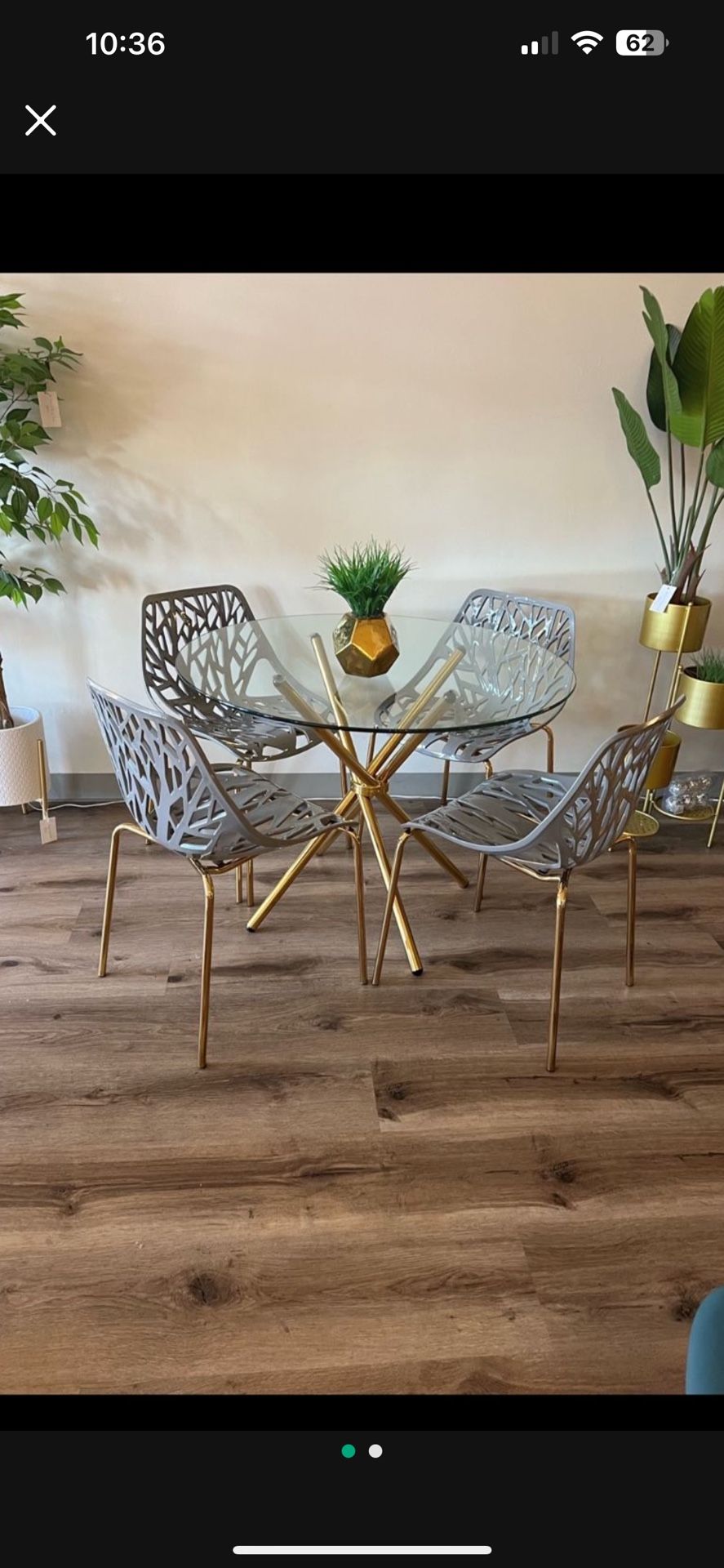 Gray Gold Dining Chairs And Table Set For 4
