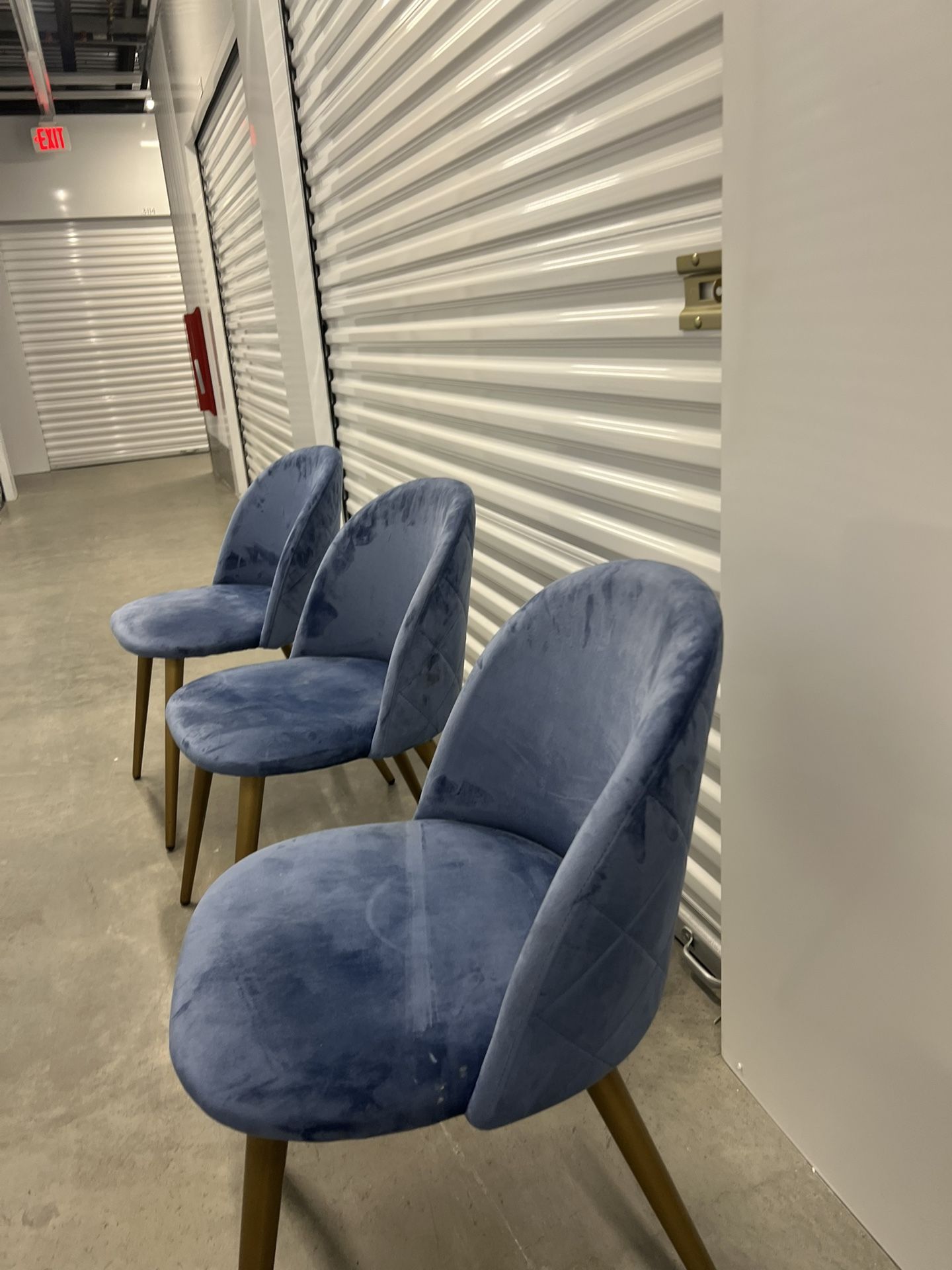 Blue velvet chairs