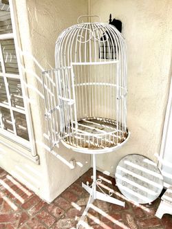 Large White Metal Bird Cage