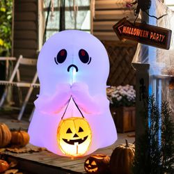 Costway 4ft Halloween Inflatable Ghost Holding Pumpkin