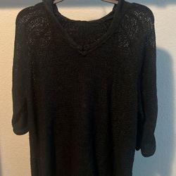 Black Short Sleeve Shirt With Hood