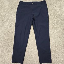 Lululemon Mens Commission Pants 33x28.5 Blue Warpstreme Tapered Stretch Wicking 