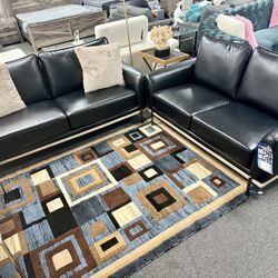 Overstock Sale Now😱Beautiful Black Two Piece Sofa+Love Seat Available For Limited Time Only $599😱