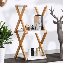 3 Tier White Folding Rack Shelf