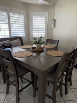 Gray Counter Height Dining Table with Chairs