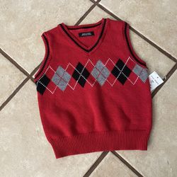 Toddler Boys Argyle Sweater Vest Size 2T New