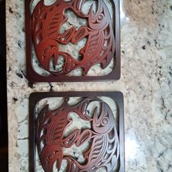 Trivet Hot Plates, Salmon Fish, Canada Art

