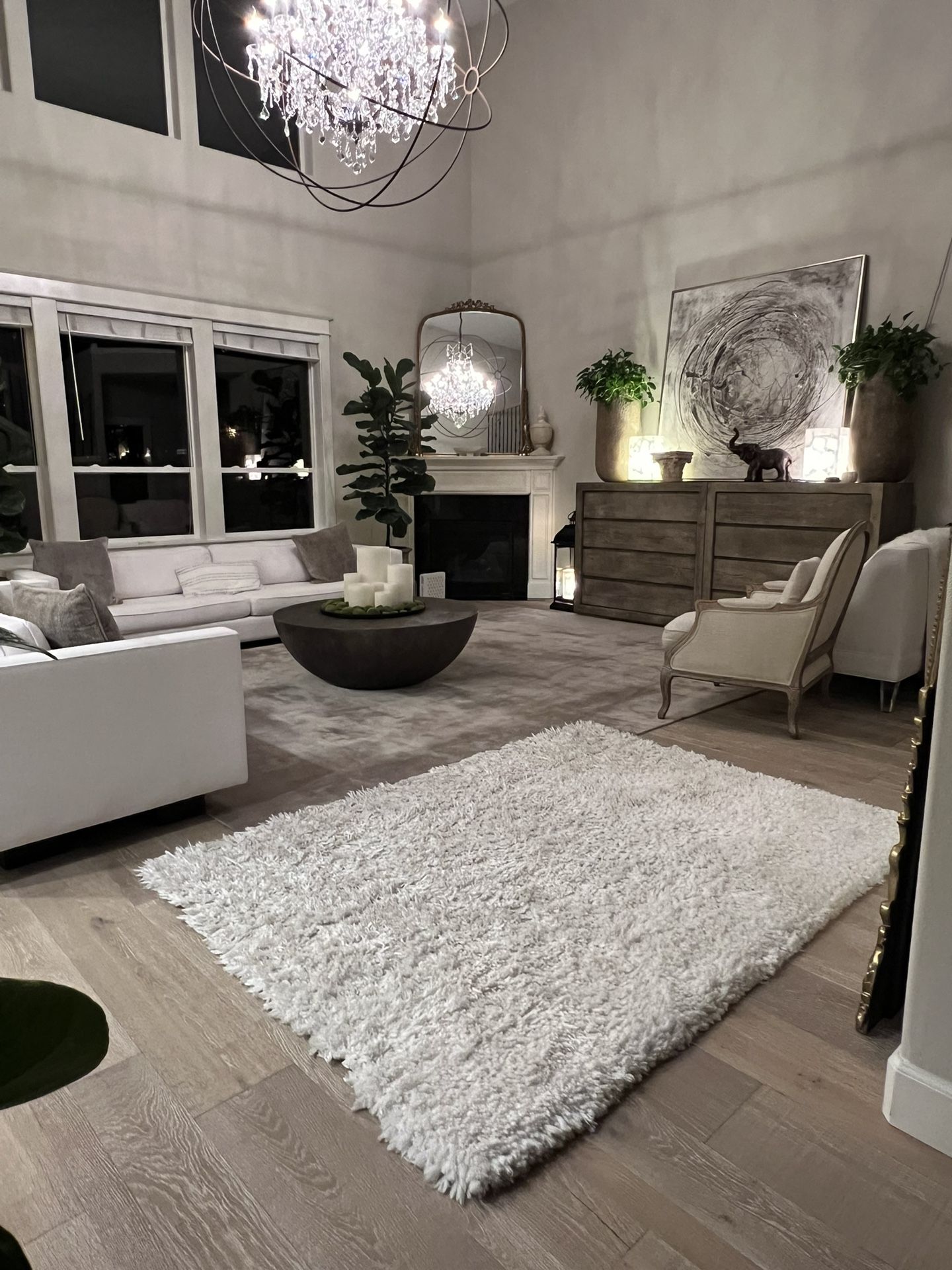 5x7 white shag rug Calvin Klein Like Restoration hardware