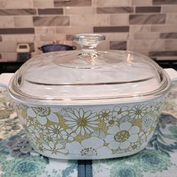 Vintage Corning Ware-Floral Bouquet Dish With Lid