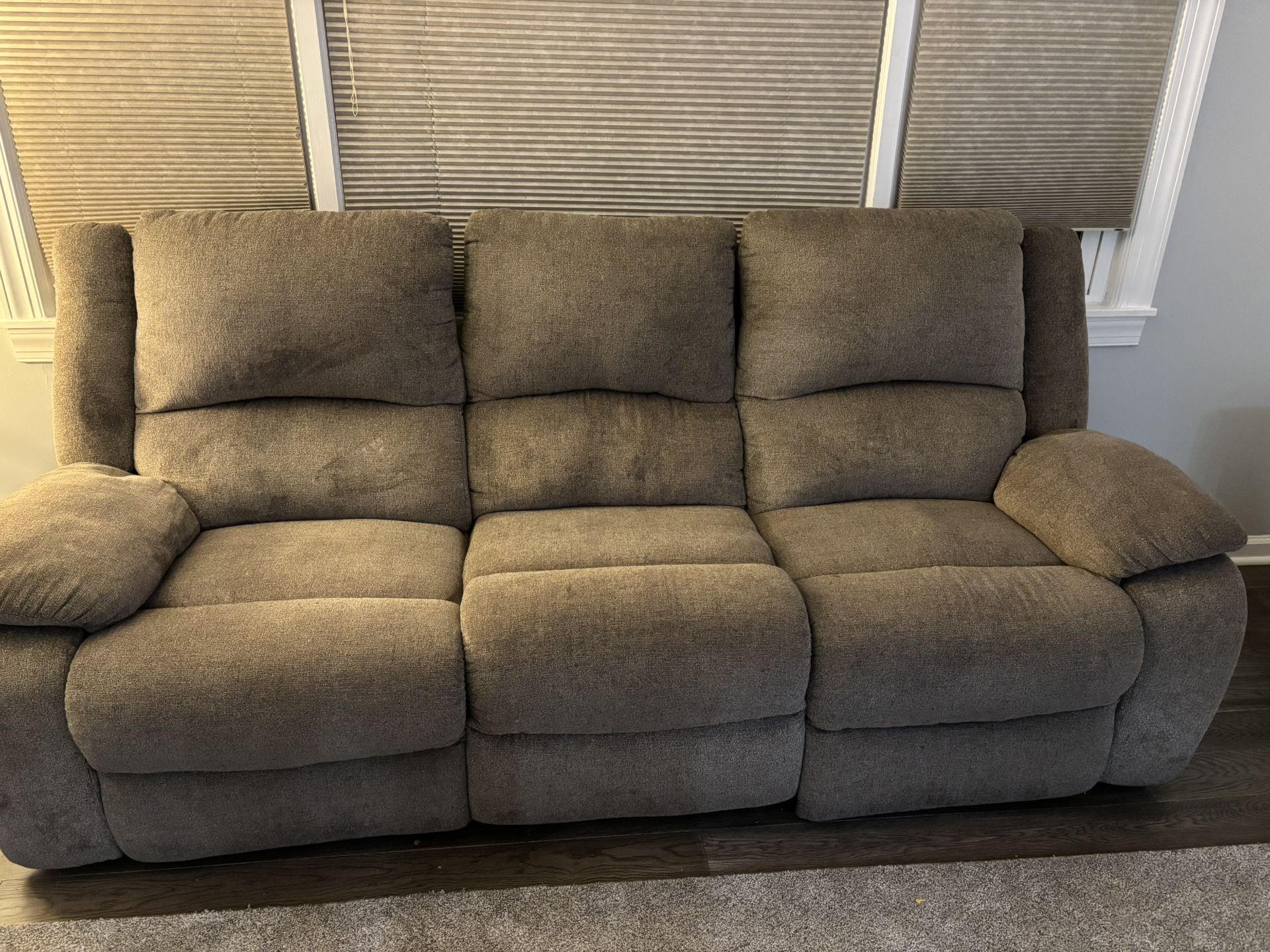 Five Seat recliners loveseat, sofa, and chair