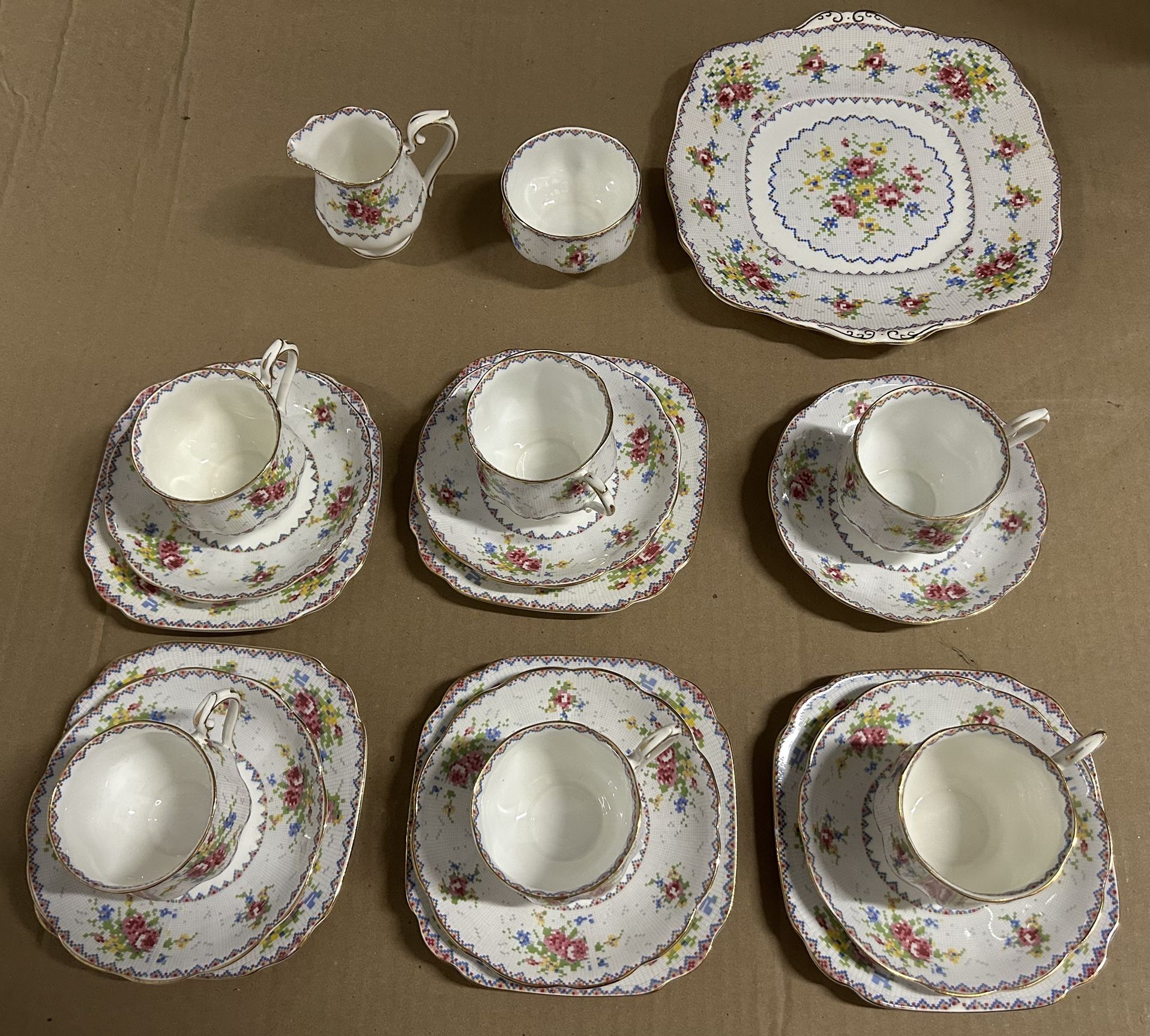 Royal Albert “Petit Point” China Tea Set – 20 Pieces Vintage Bone