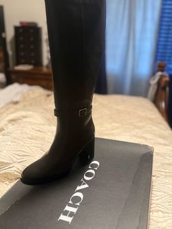 Coach Black Leather Knee-High Boot