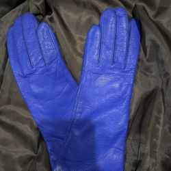 Unique Royal Blue Genuine Leather Gloves Sz 7