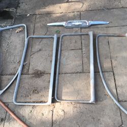 Inside Window Trim For 55 Chevy 2 Door Post And  V8 Hood Ornament Chrome For 55-6-7 Pickup 