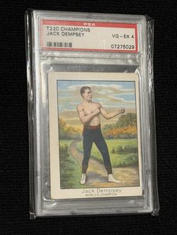 * 1910 T220 MECCA CHAMPIONS JACK DEMPSEY BOXING CARD - PSA 4  * Wow - 116 year OLD CARD