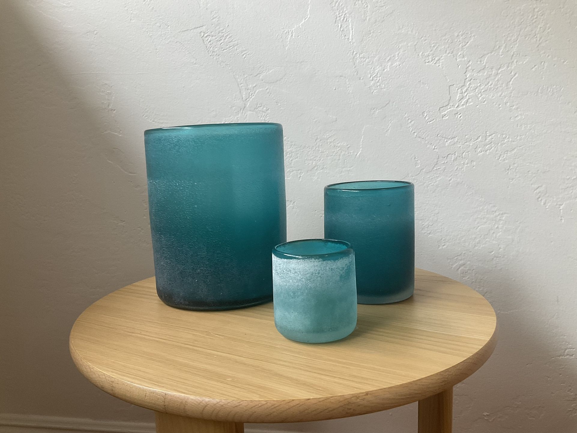 Three Glass Turquoise Vases (West Elm)