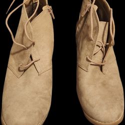 Universal Thread Women's Size 11 Ankle Boots Bootie Zipper Microsuede Wedge Tan