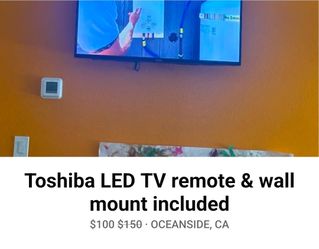 Toshiba TV with wall mount amd Remote