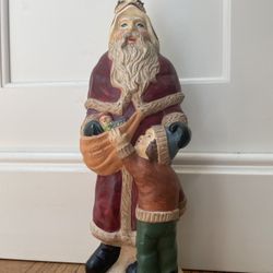 Vintage Father Christmas Santa w/ Presents 10.5" Figurine Home Decor Folk Art.   Condition is pre owned and perhaps shows some signs of wear from age 