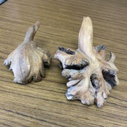 2 Vintage Hand- Carved Wooden Sculptures of a Birds