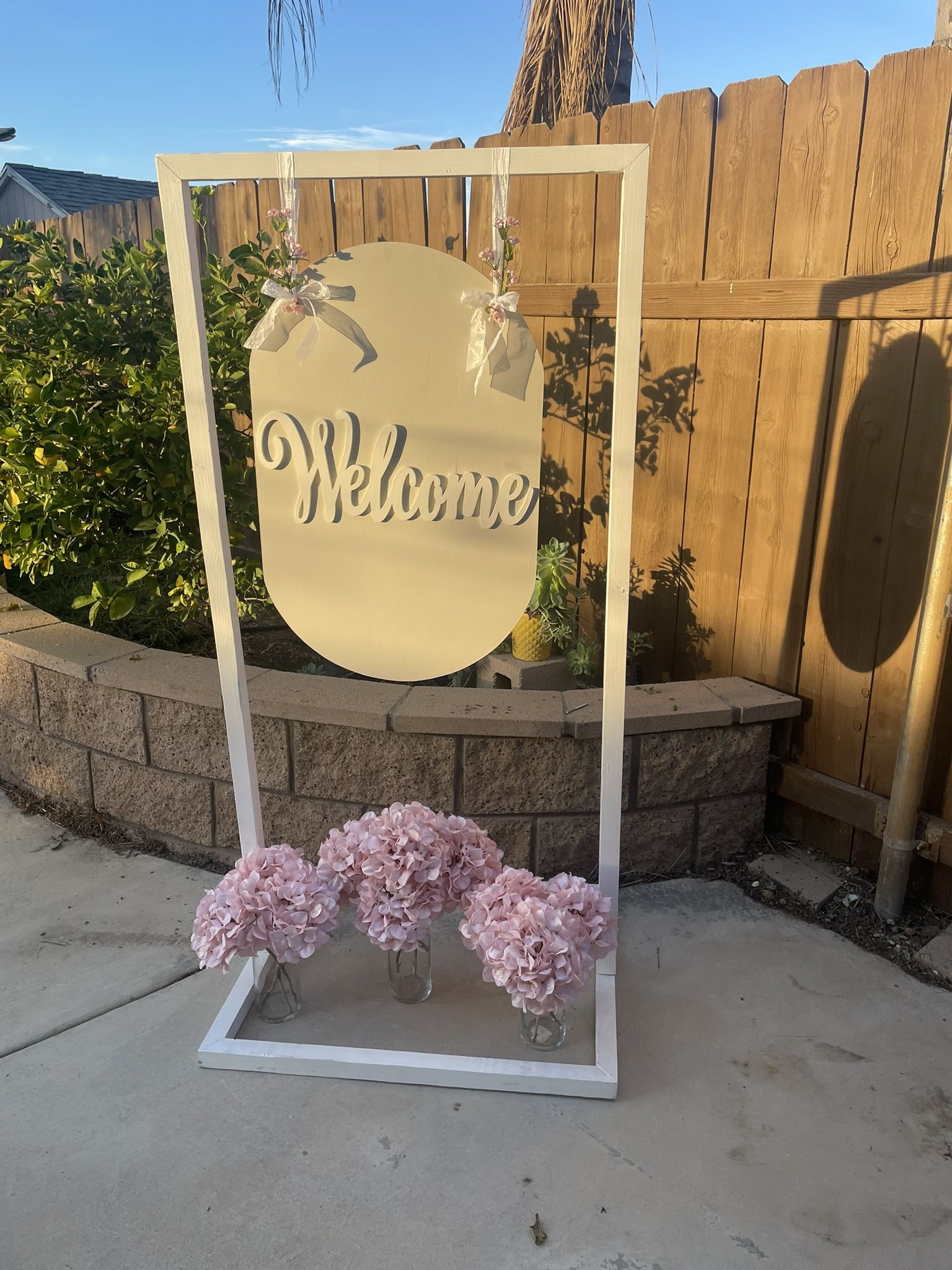 Wedding quinceanera Birthday party decoration welcome sign $120 obo Flowers not included