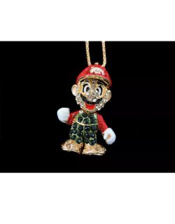 Betsey Johnson Green Crystal Mario Necklace (Big Pendant)