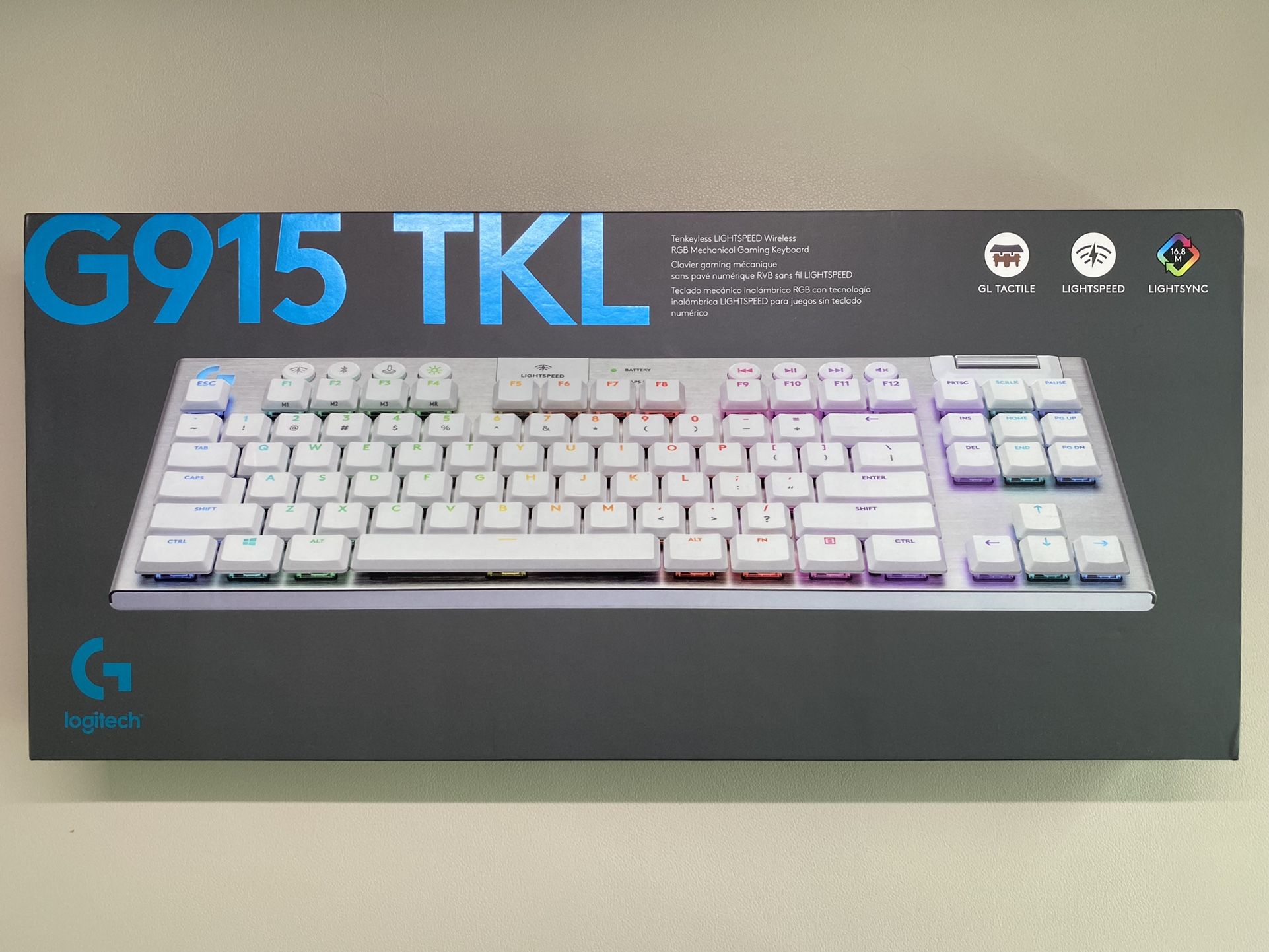 Logitech G915 TKL White Tactile Tenkeyless Lightspeed Wireless RGB Mechanical Gaming Keyboard