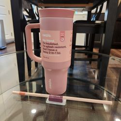 New Owala Stainless Steel Travel Tumbler 40 oz Triple Layer Insulated Spill Resistant Lid Straw Carry Handle BPA Free,Rose Quartz