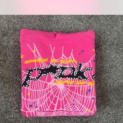 Size Medium Pink Spider World Wide Hoodie 