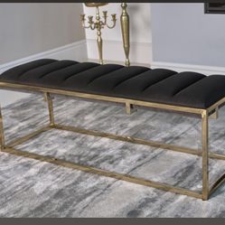 Chic Accent Bench With Gold Legs And Velvet Bench!  SALE!!