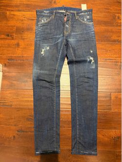 DSQUARED2 Jeans Men's Size 48 Blue Denim Slim Fit Distressed Button Fly Cotton
