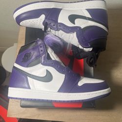 Jordan 1 High Retro Court Purple White Size 8.5