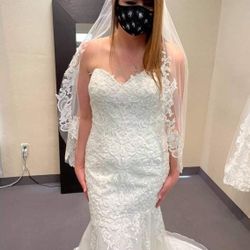 Wedding Dress And Veil-Unworn/Unaltered