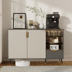 Brand New And Assembled 47.2" Buffet Cabinet with Storage Gray Sideboard with Drawer and Door Wood Coffee Bar Entryway Storage for Living Room