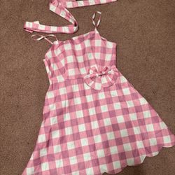 New Large Pink Checkered Barbie Dress Western Spring Costume 