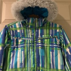 SPYDER New Snow Jacket Size 14 Teen Snowboarding Ski Purple Blue Multi Color Winter Jacket