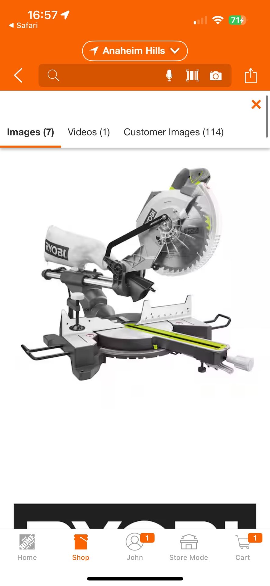 Ryobi 15-Amp 10” Compound Miter Saw