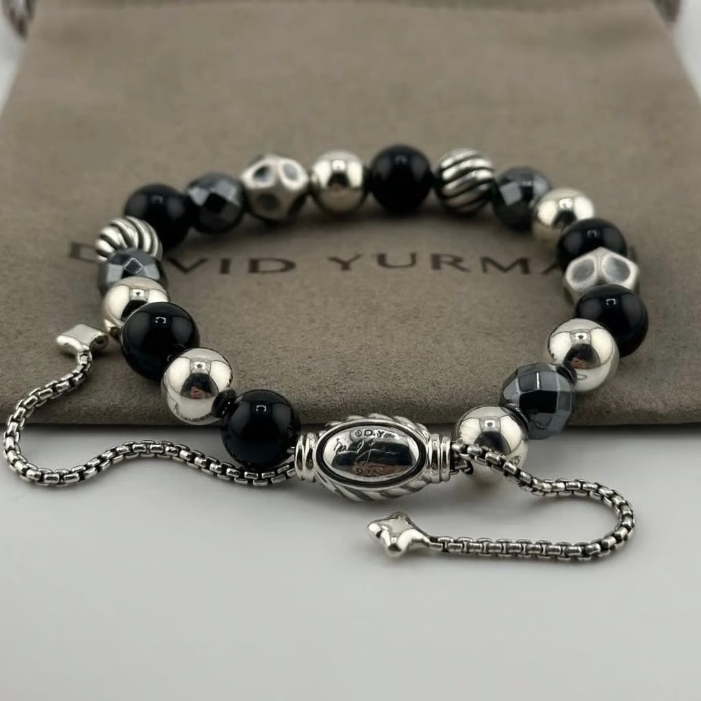 David Yurman Black Onyx and Hematine Elements Bracelet
