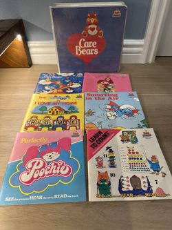 Care Bears Book And Tape Tote - Complete Set Of 6 Books And Tapes - Super Rare