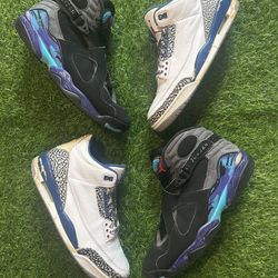 2 Pair Jordan Bundle Aqua 8 + True Blue 3 Men’s 