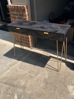 Modern Black & Gold Console Table with 2 Drawers