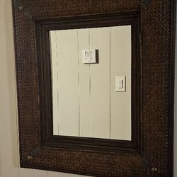 Vintage Wood Framed Mirror 31×27 inch 